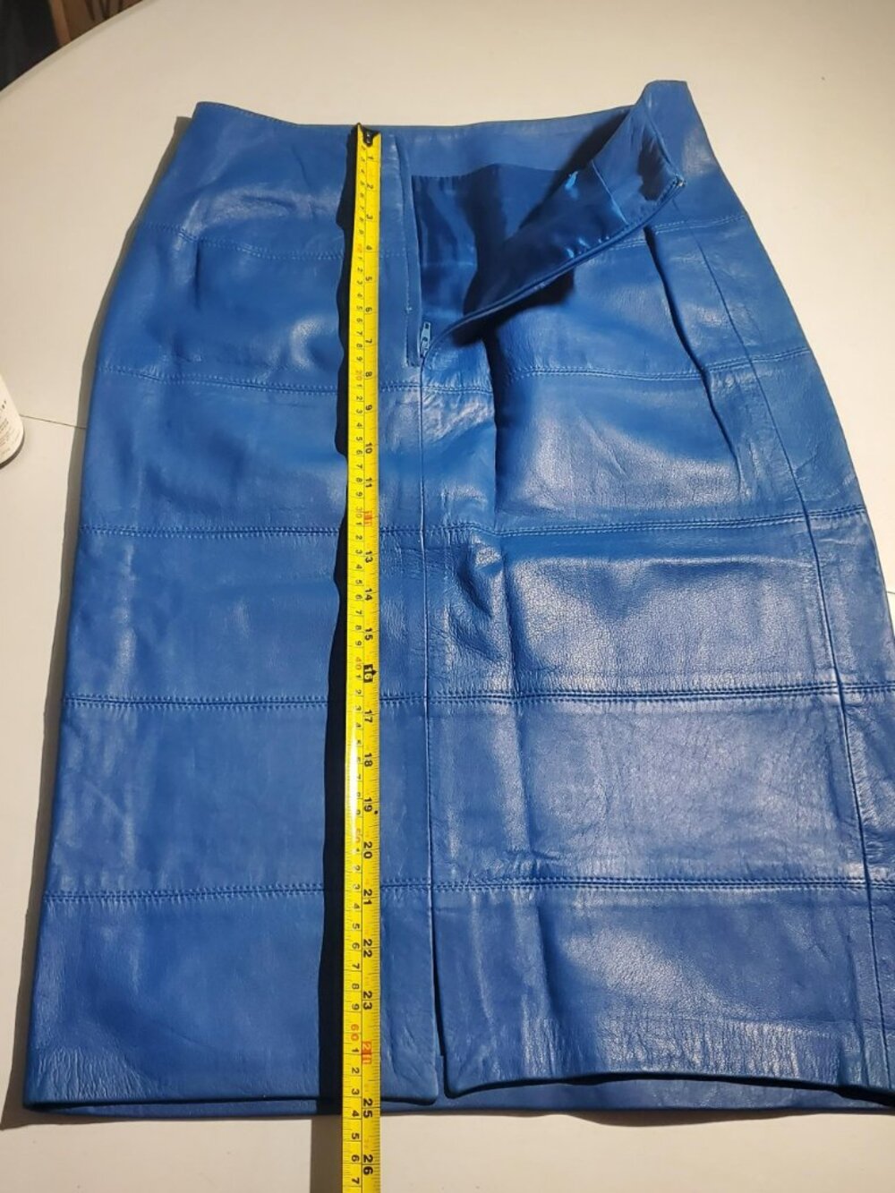 La Nouvelle Renaissance Blue Leather Pencil Skirt Vintage/Y2K - Marked size 10 - Picture 10 of 16